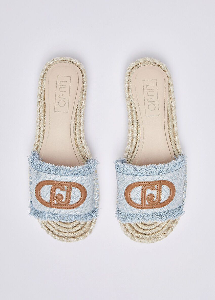 Maxi Logolu Denim Sandalet