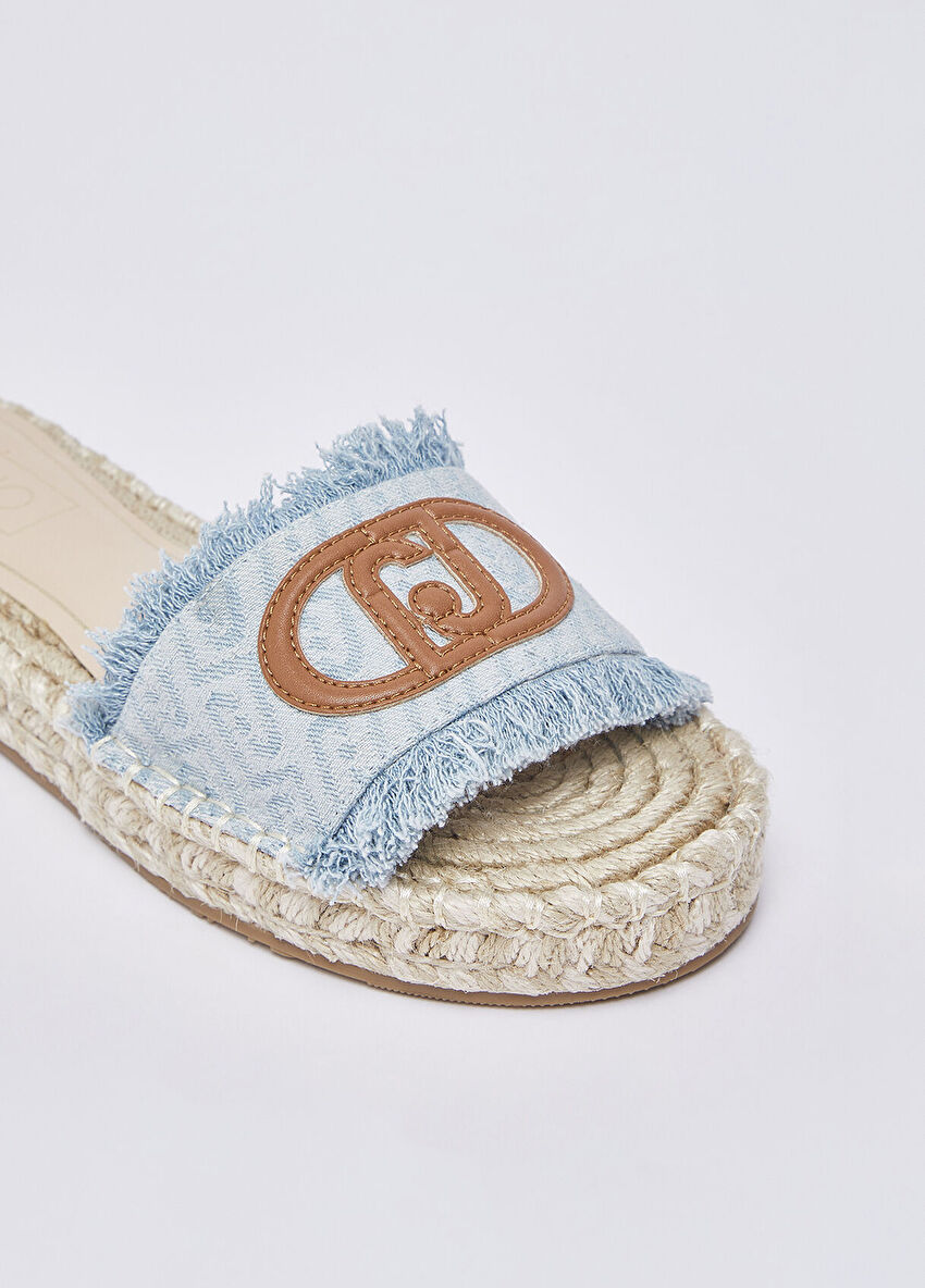 Maxi Logolu Denim Sandalet