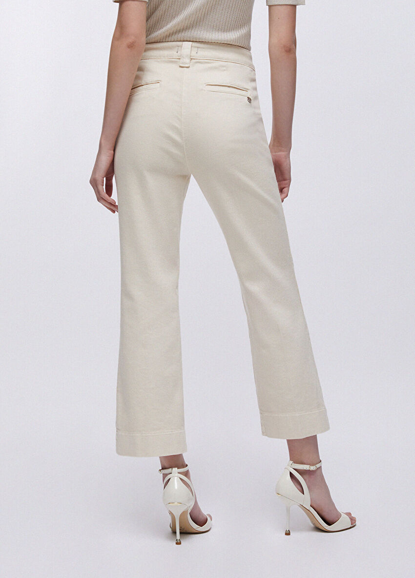 Taş Süslemeli Cropped Pantolon
