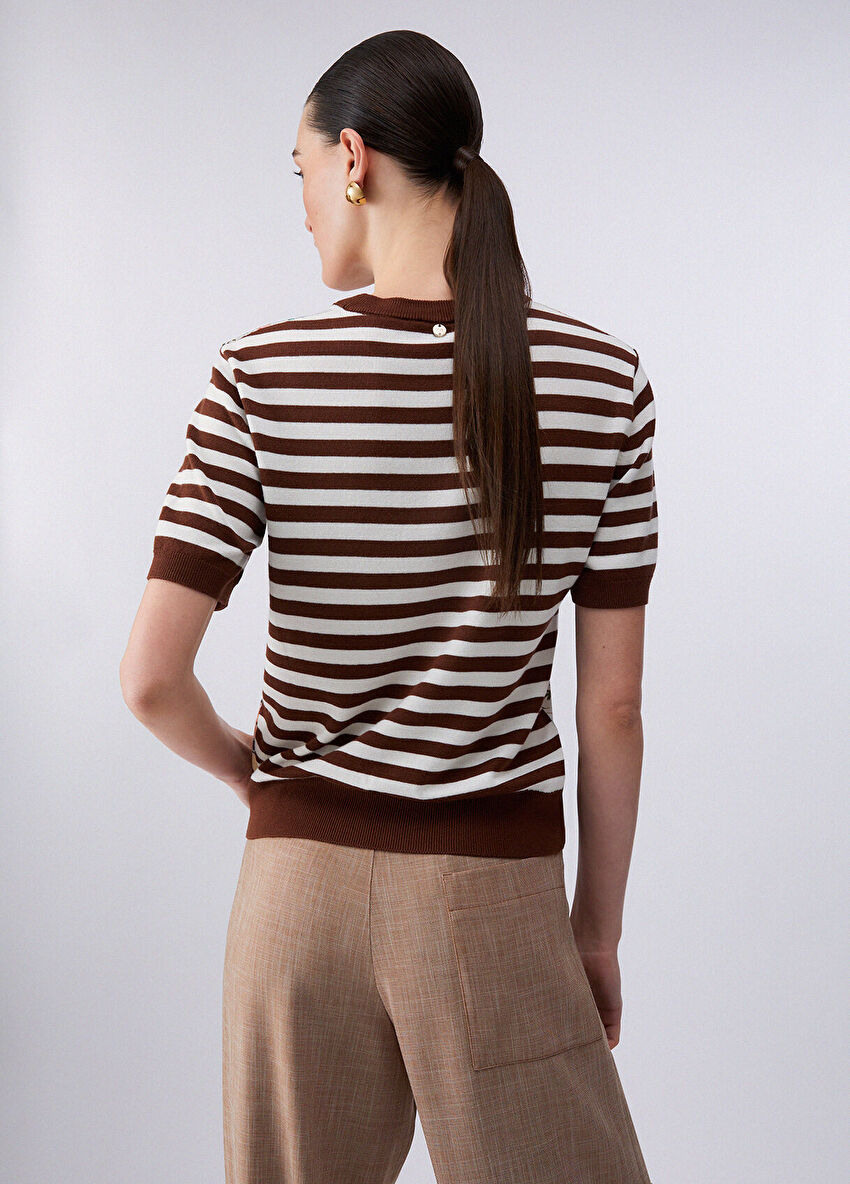 Desenli Twill Parça Detaylı Üst