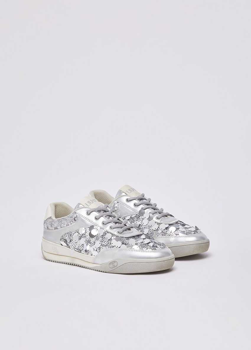 Gümüş Metalik Payetli Sneaker