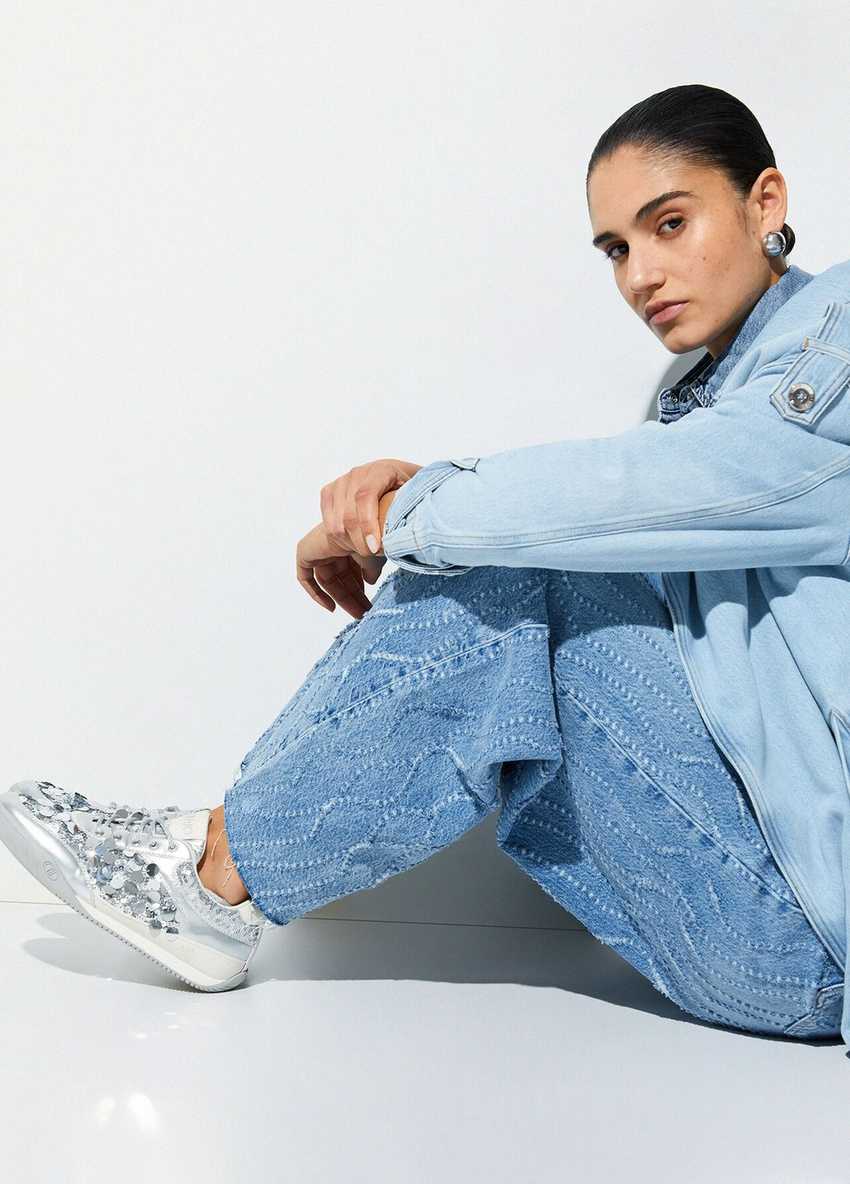 Gümüş Metalik Payetli Sneaker