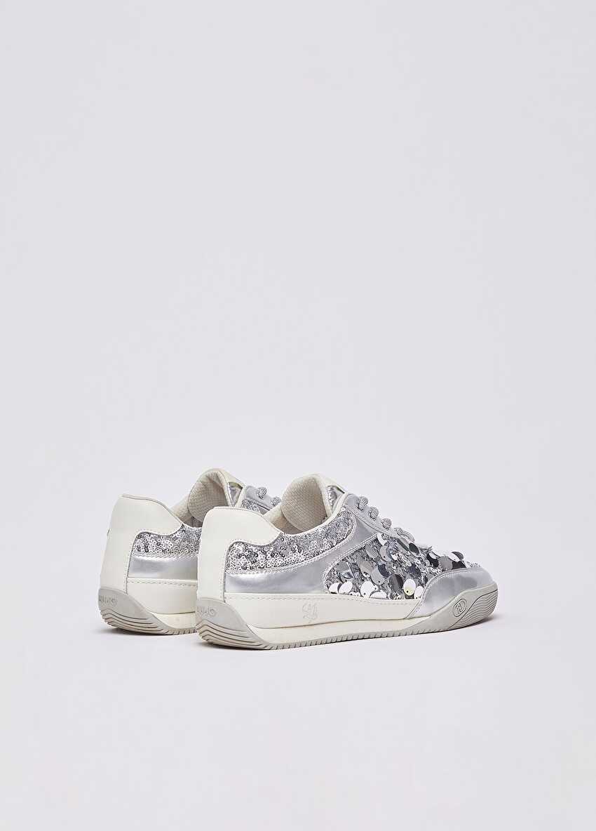 Gümüş Metalik Payetli Sneaker