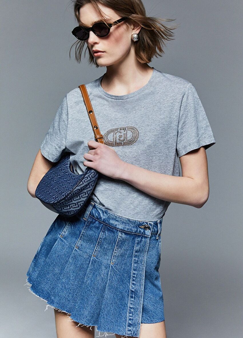 Gri Kısa Kollu Moda Tişört