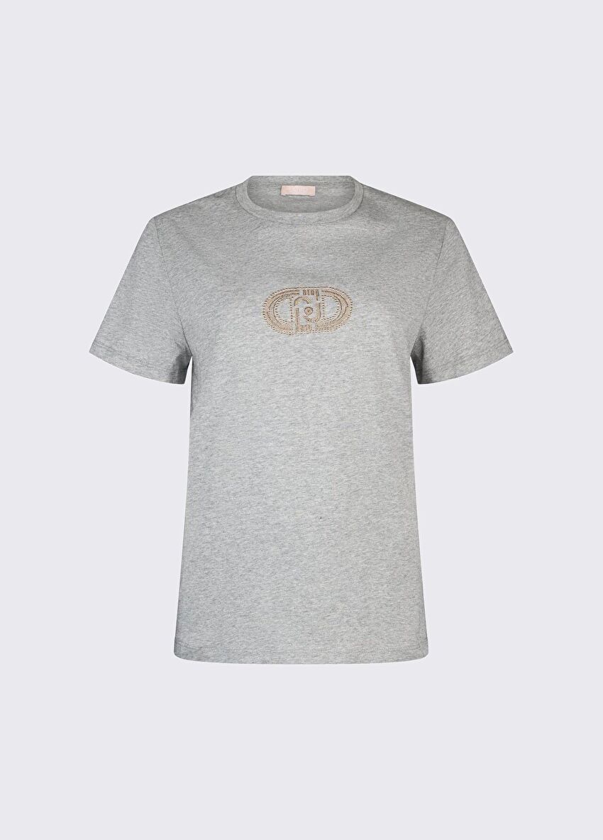 Gri Kısa Kollu Moda Tişört