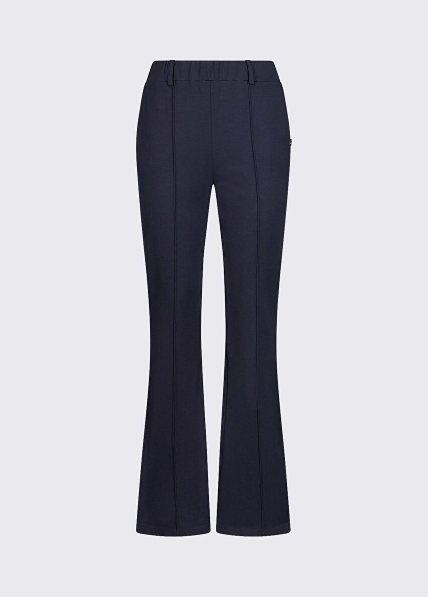 Lacivert Flare Jersey Pantolon