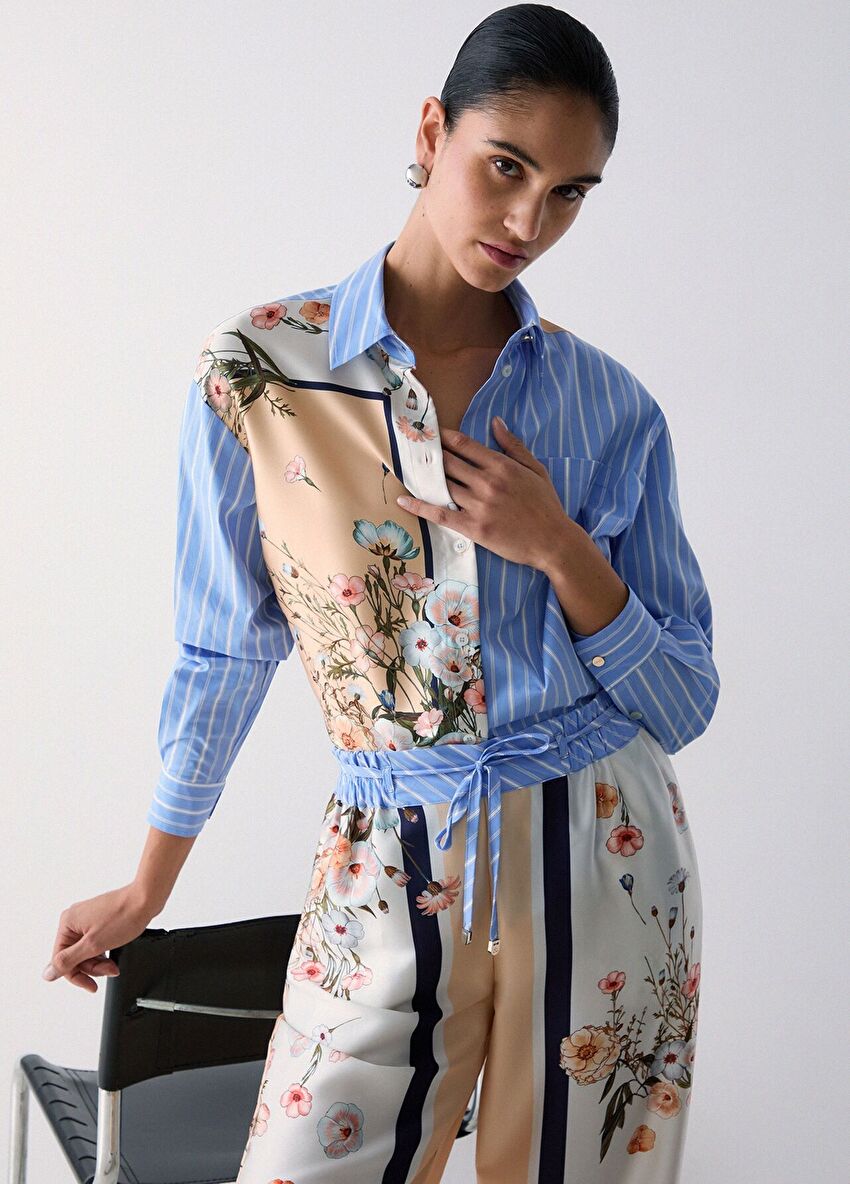 Twill Detaylı Poplin Gömlek