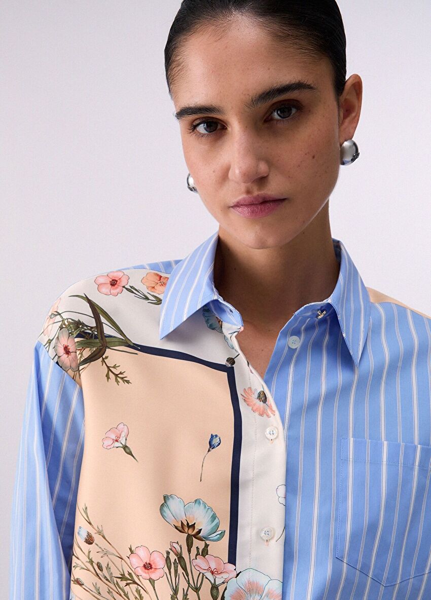 Twill Detaylı Poplin Gömlek