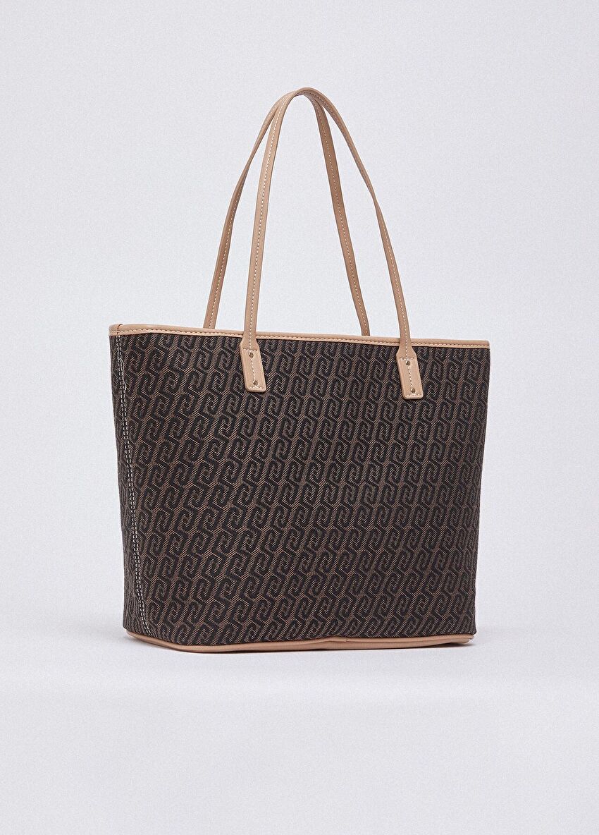 Kahverengi Garnili Orta Boy Tote Çanta