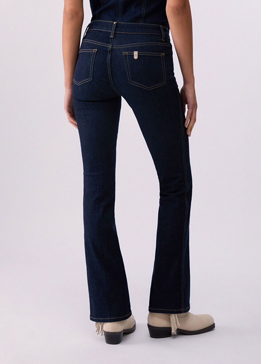 Mavi Kemerli Bootcut Pantolon