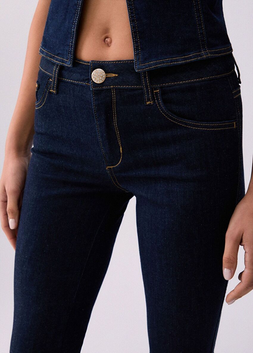 Mavi Kemerli Bootcut Pantolon