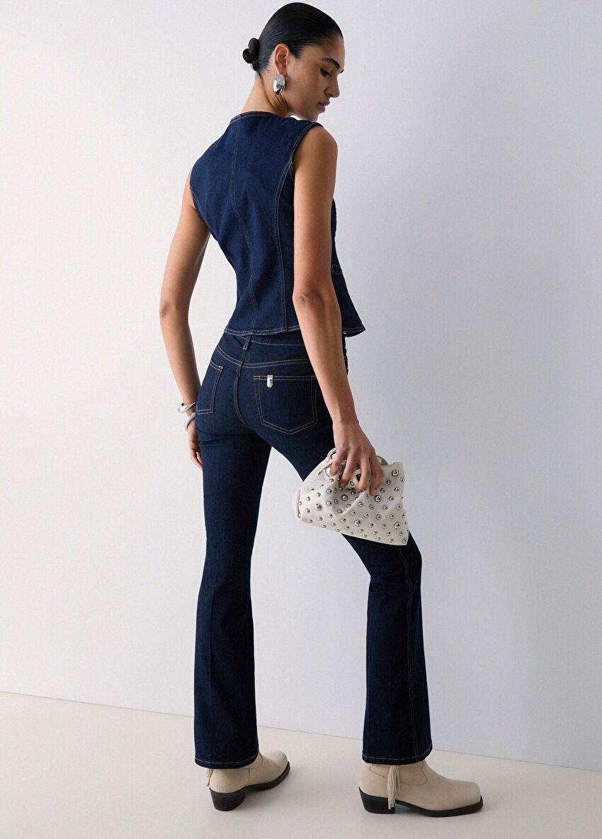 Mavi Kemerli Bootcut Pantolon