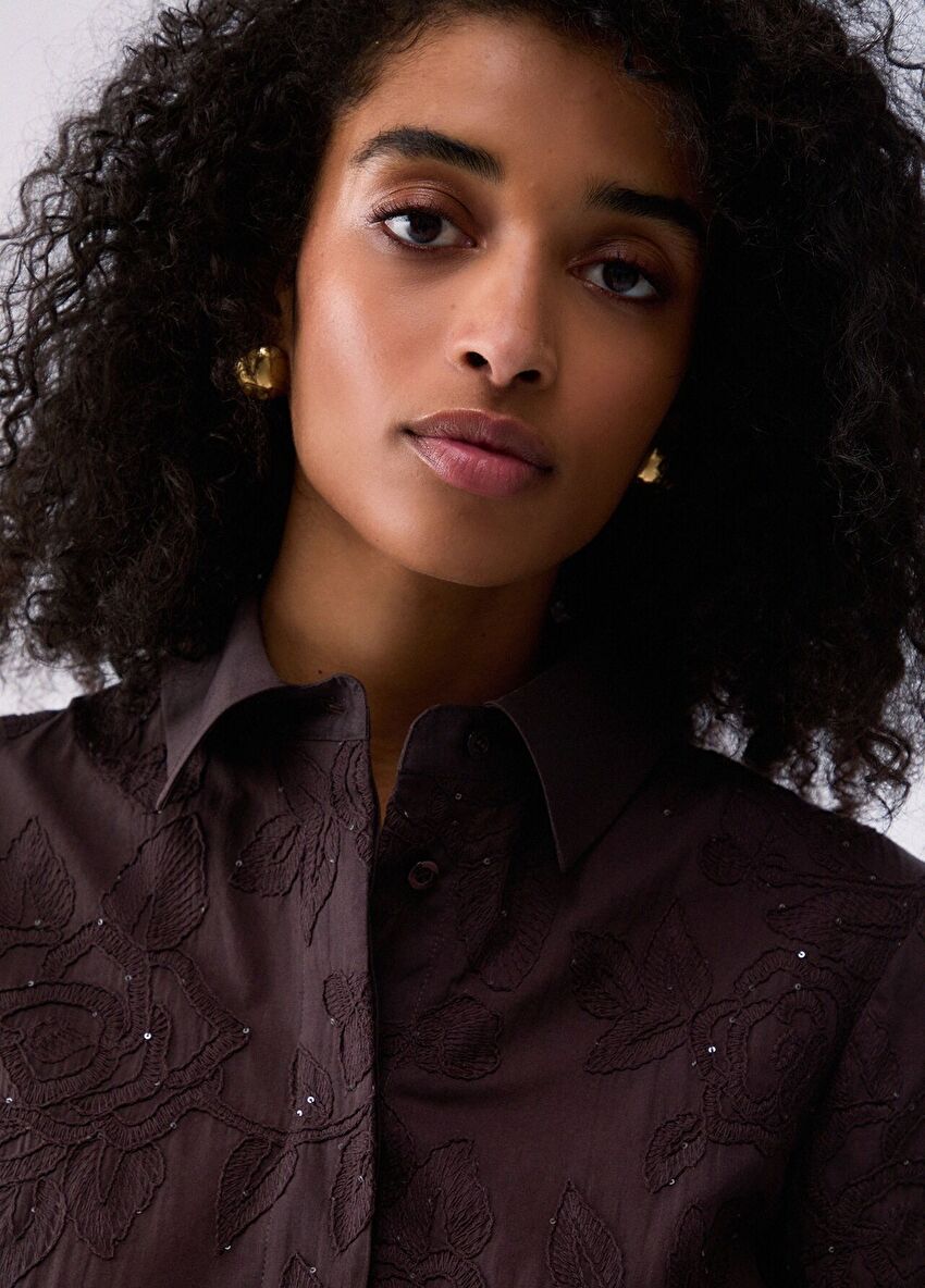 Kahverengi Uzun Kollu Gömlek