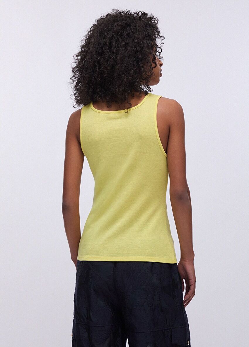 Sarı Kısa Kollu Moda Tişört