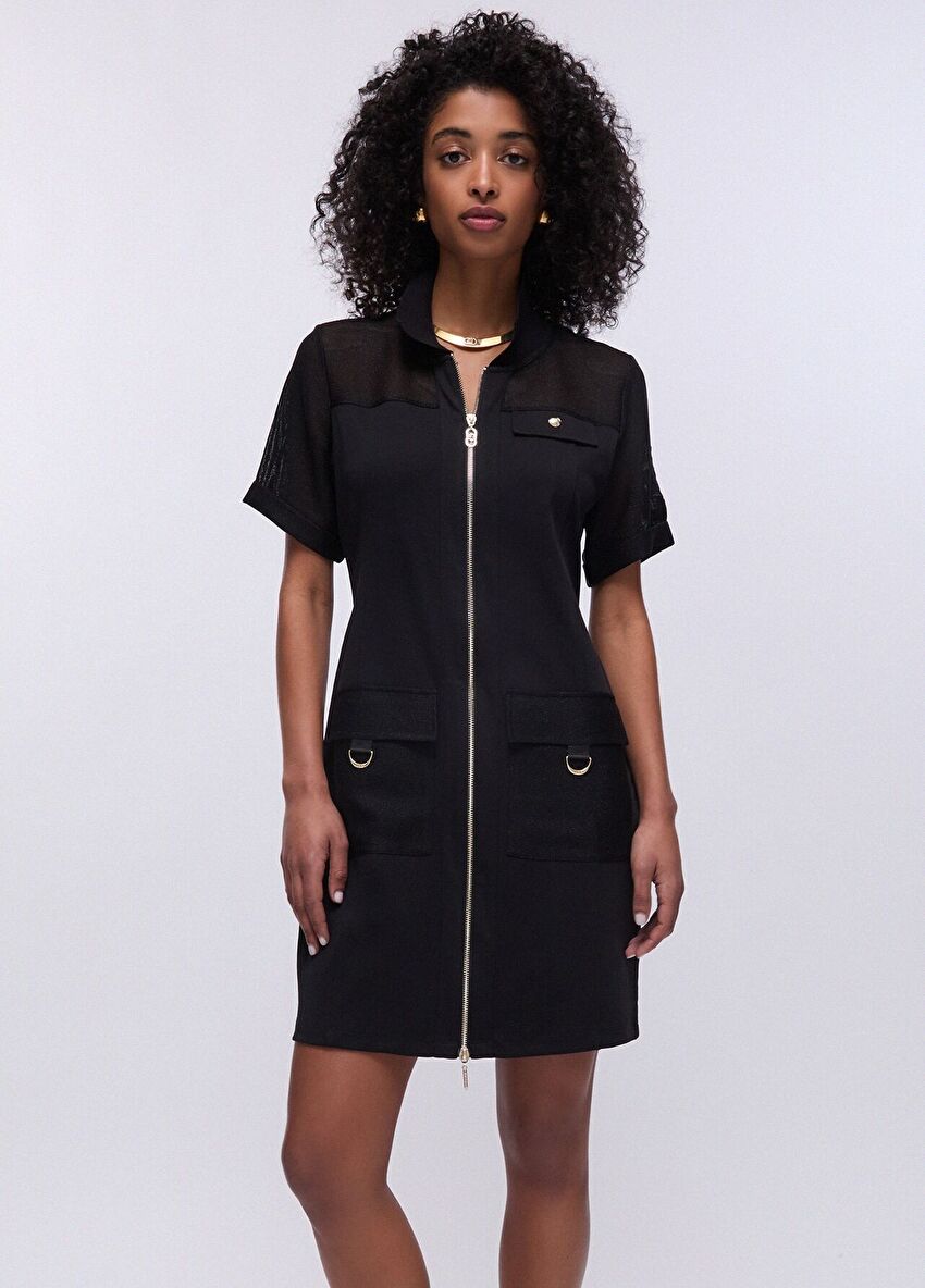 Siyah Jersey Birleşik Elbise