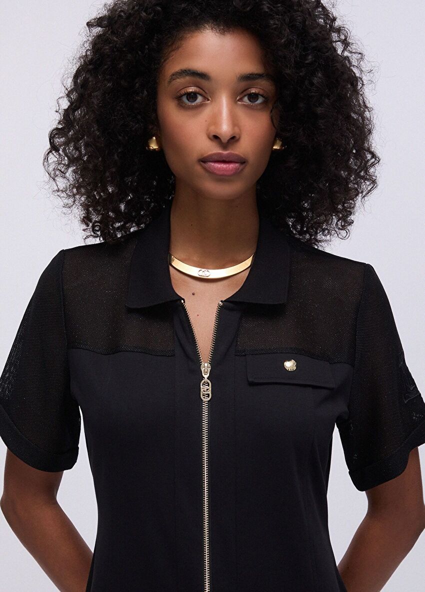 Siyah Jersey Birleşik Elbise