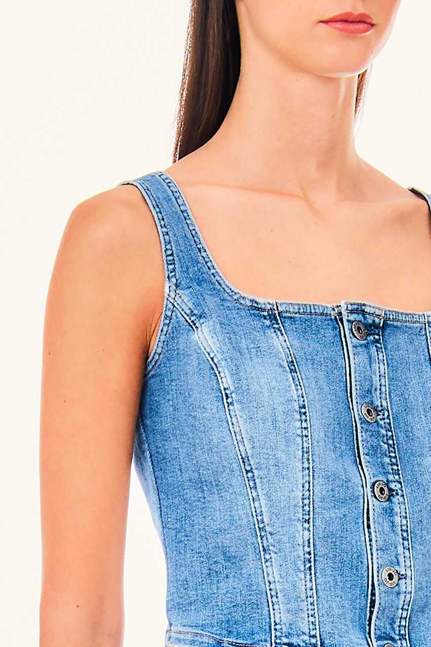 Mavi Askılı Denim Büstiyer