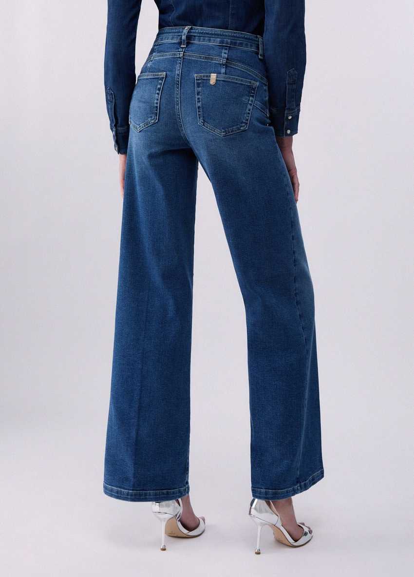 Mavi Yüksek Bel Flare Denim Pantolon