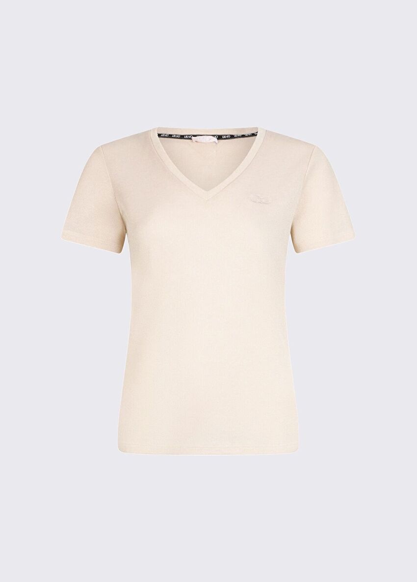 Açık Sarı Kısa Kollu Moda Tişört