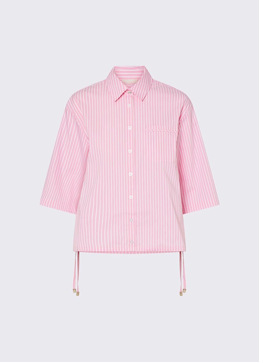 Beyaz / Pembe Uzun Kollu Gömlek