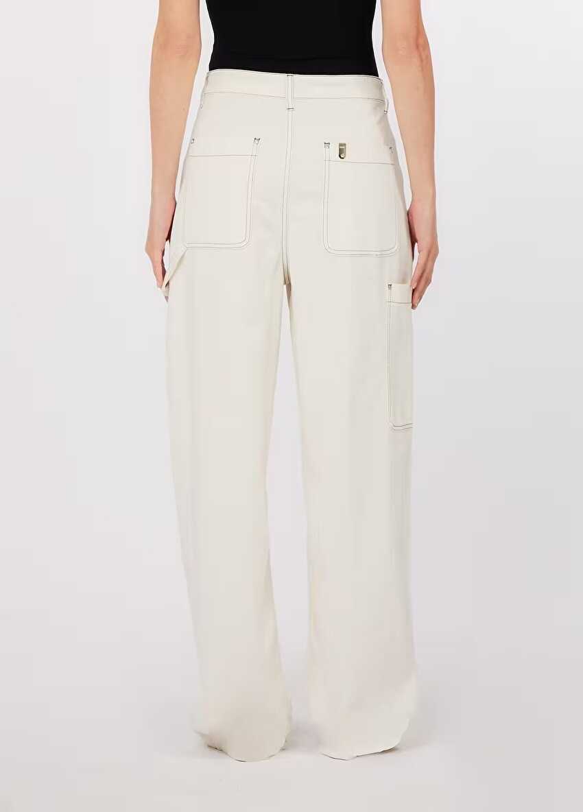 Kontrast Dikişli Wide Leg Pantolon