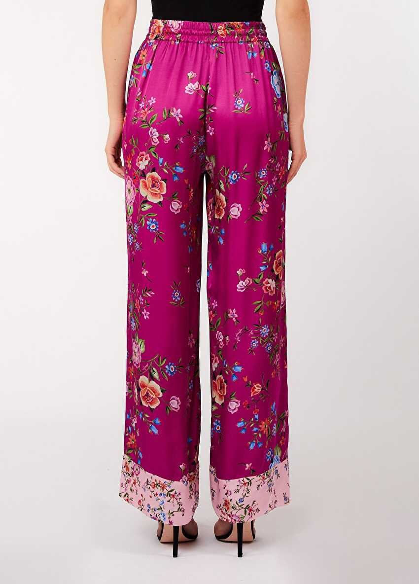 Floral Desenli Wide Leg Pantolon