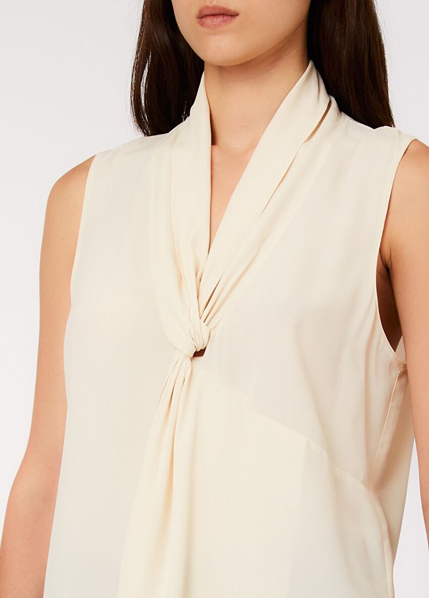 Drape Detaylı Kolsuz Bluz