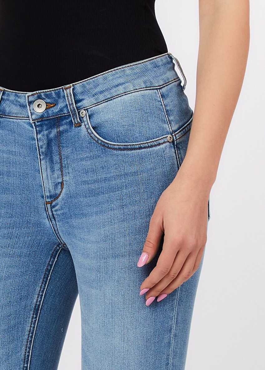 Açık Mavi Katlamalı Paça Skinny Jean