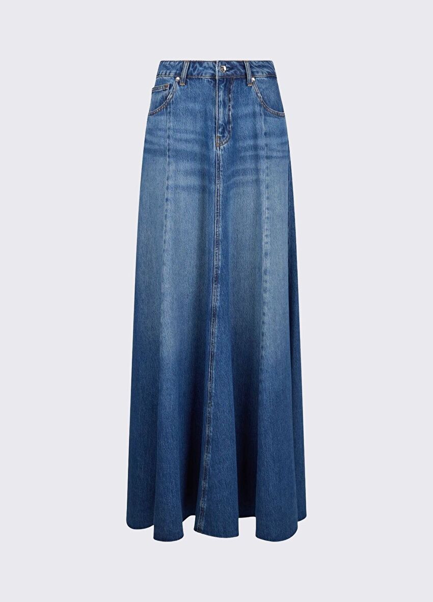 Açık Mavi Maxi Denim Etek