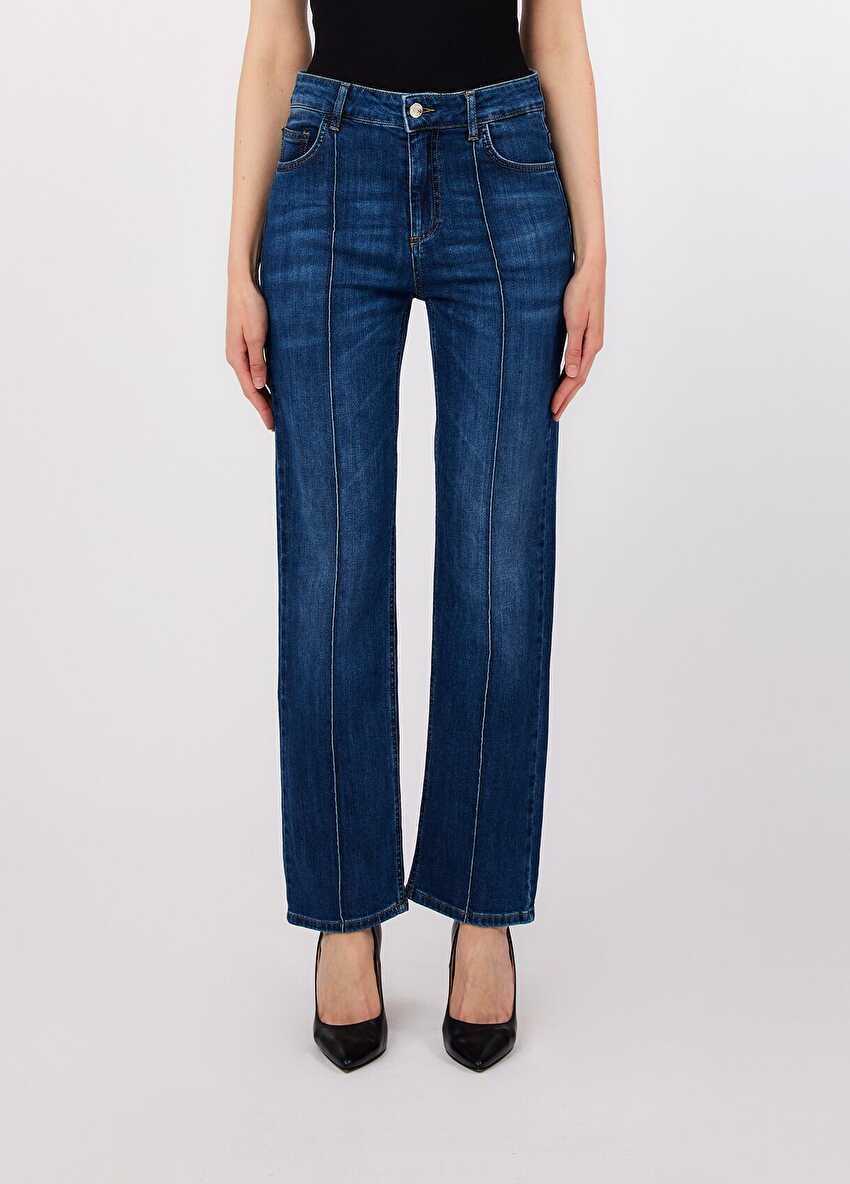 Dikiş Detaylı Straight Fit Jean Pantolon