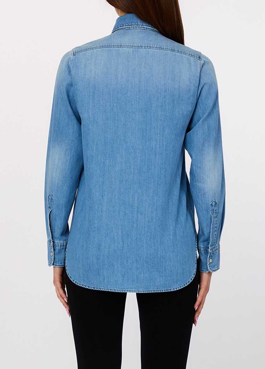 Cep Detaylı Denim Gömlek