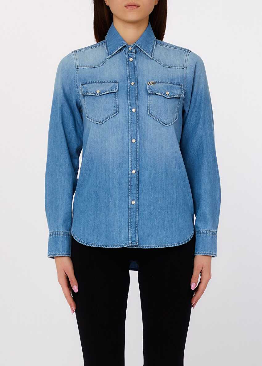 Cep Detaylı Denim Gömlek