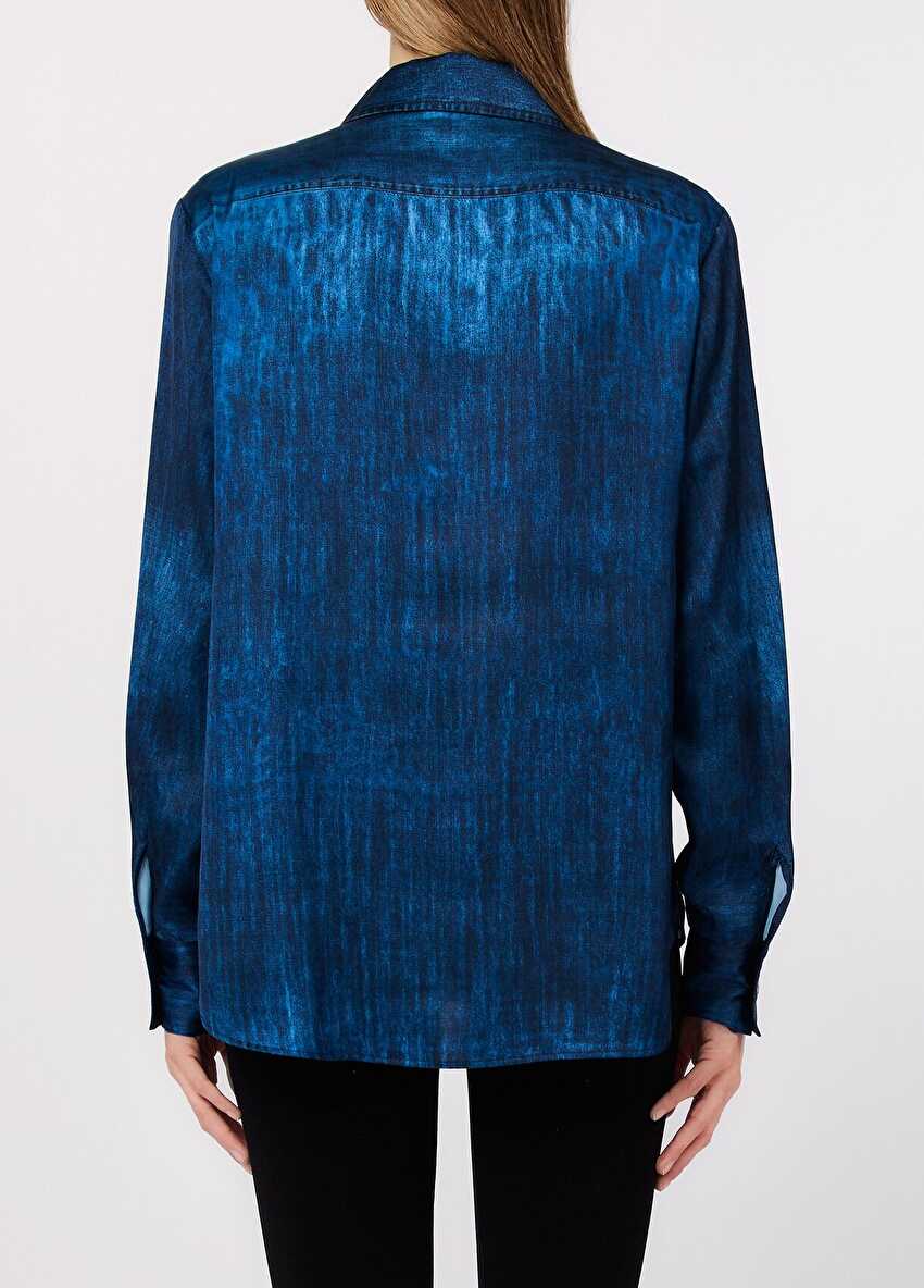 Baskılı Denim Gömlek