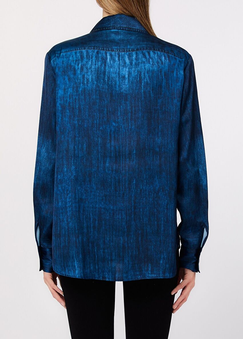 Mücevher Baskılı Denim Gömlek
