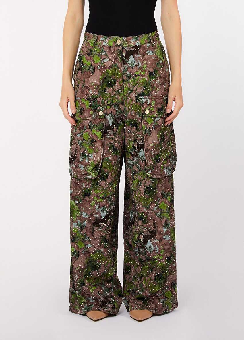 Floral Desenli Kargo Pantolon