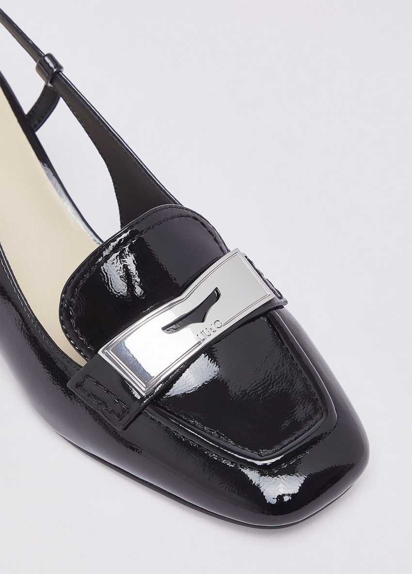 Rugan Slingback Logo Tokalı Topuklu Ayakkabı