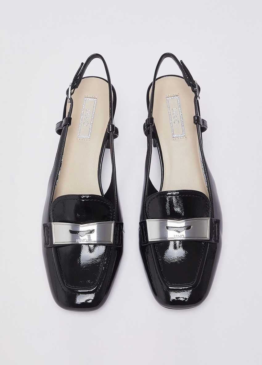 Rugan Slingback Logo Tokalı Topuklu Ayakkabı