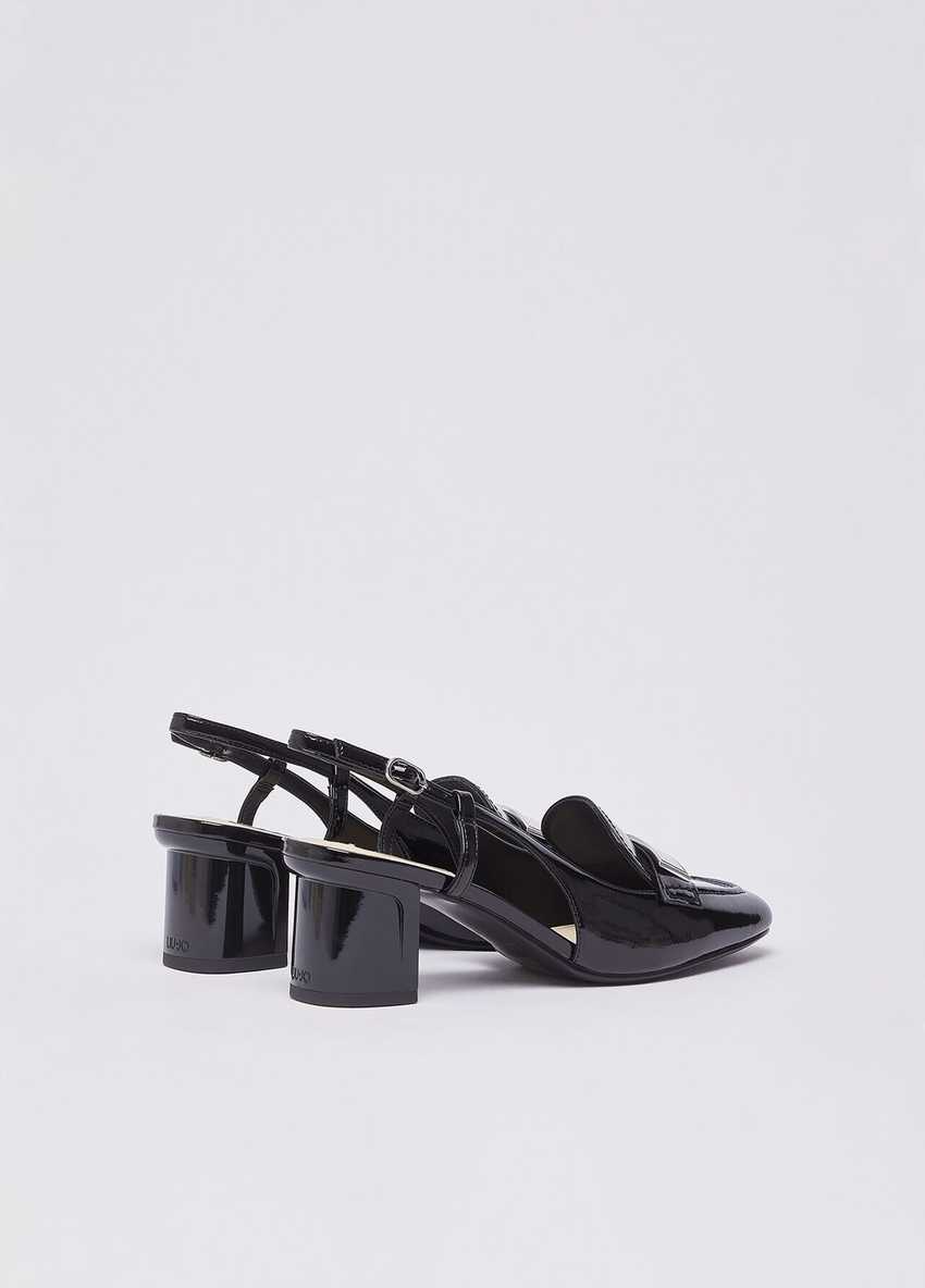 Rugan Slingback Logo Tokalı Topuklu Ayakkabı