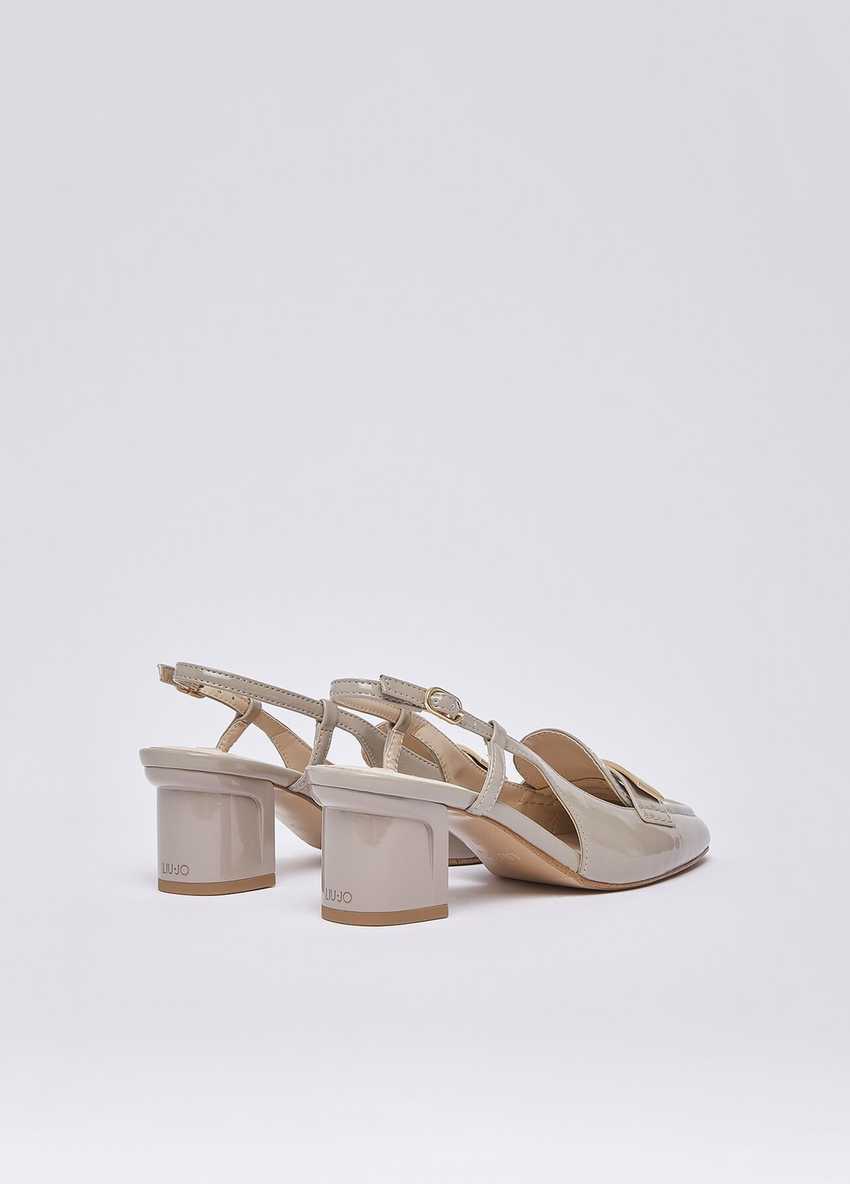 Rugan Slingback Logo Tokalı Topuklu Ayakkabı