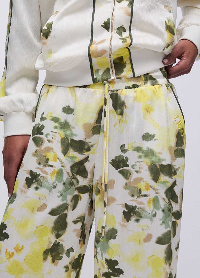 Baskılı Saten Pantolon