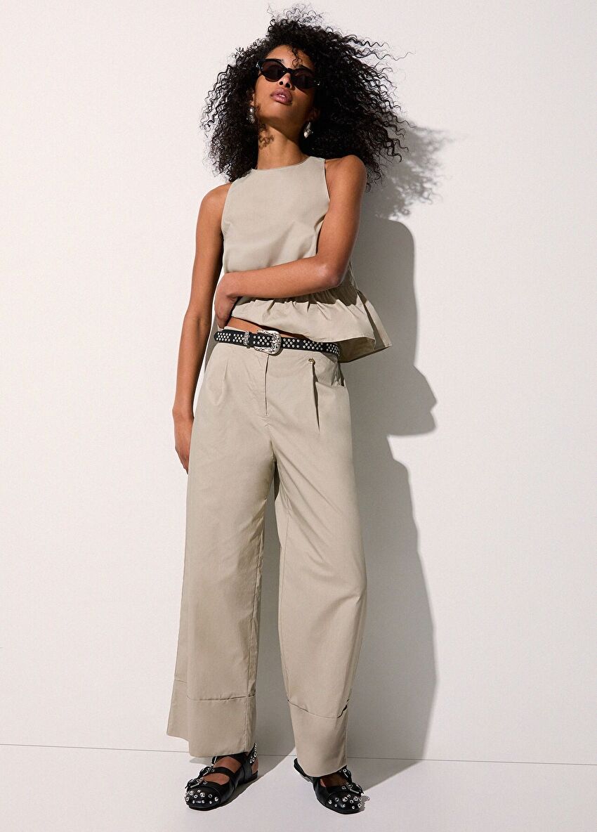 Flare Poplin Pantolon