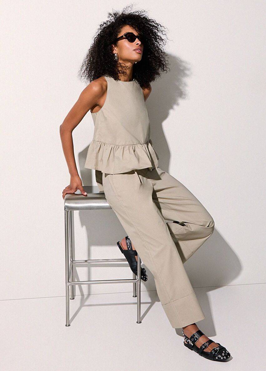 Flare Poplin Pantolon