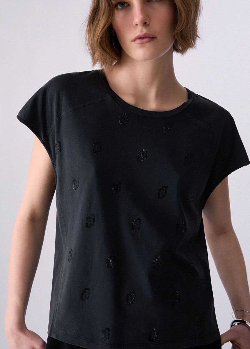 Taşlı Jersey Tişört
