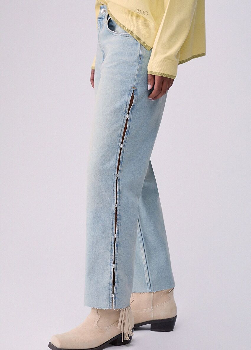 Straight Leg Taşlı Jean