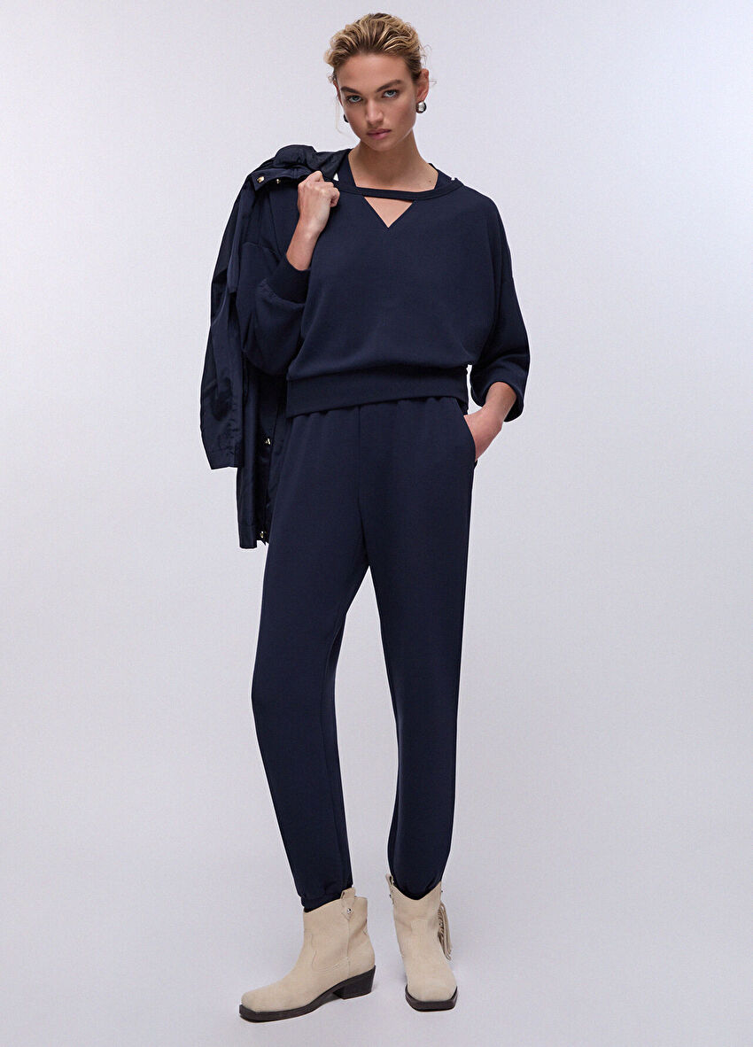 Lacivert Kesikli Sweatshirt