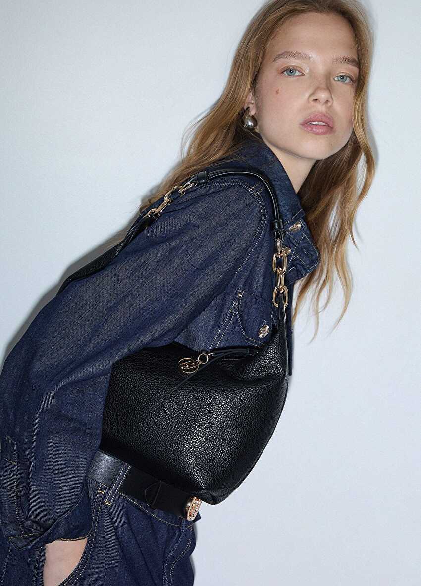 Logolu Küçük Hobo Çanta