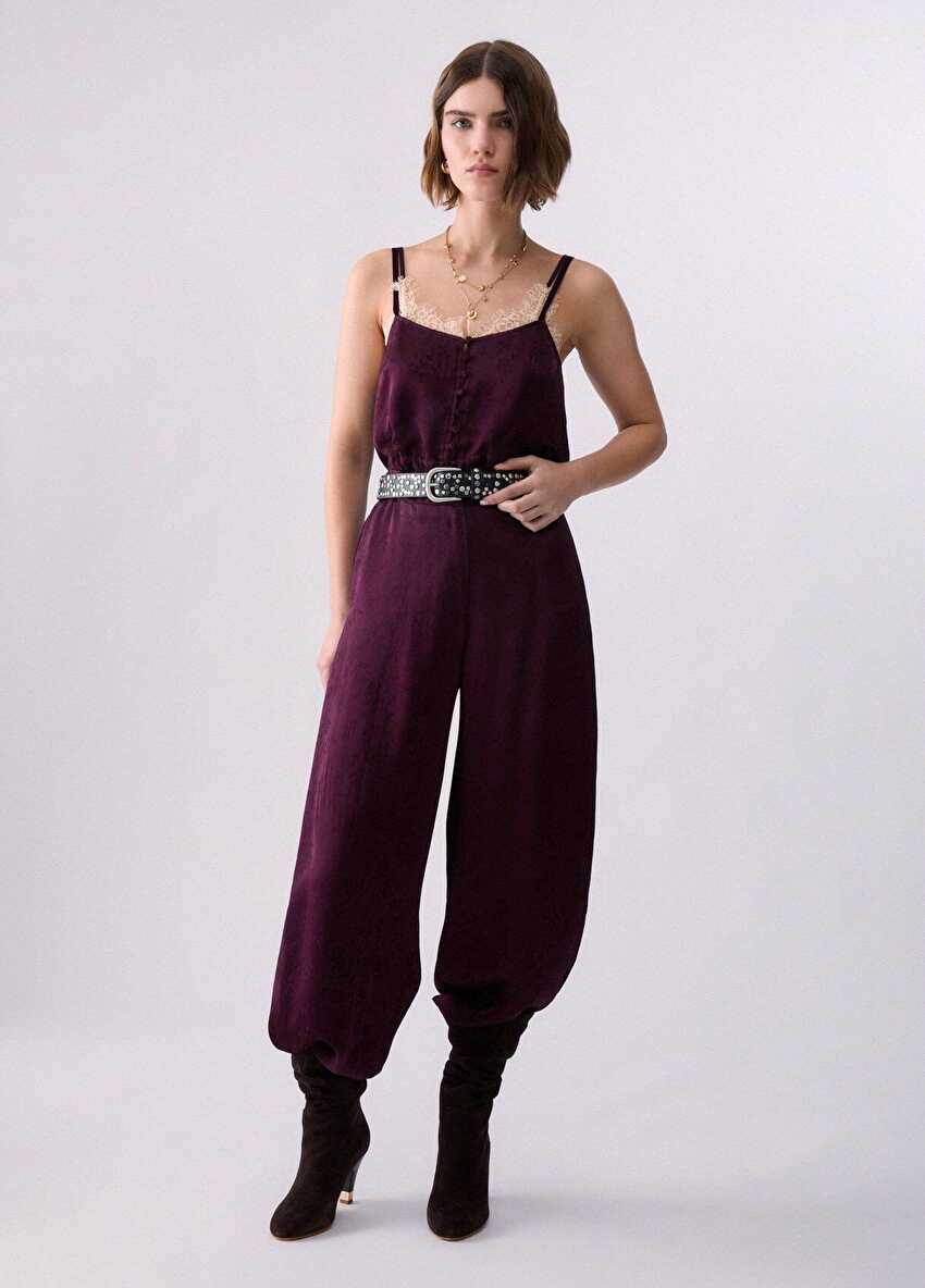 Jakarlı Saten Lingerie Üst