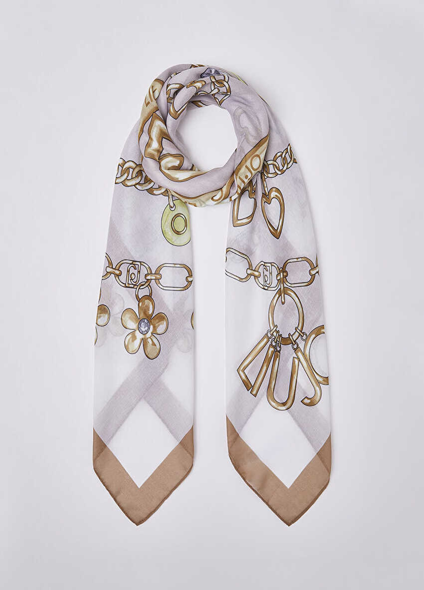 Bej Charm Detaylı Fular