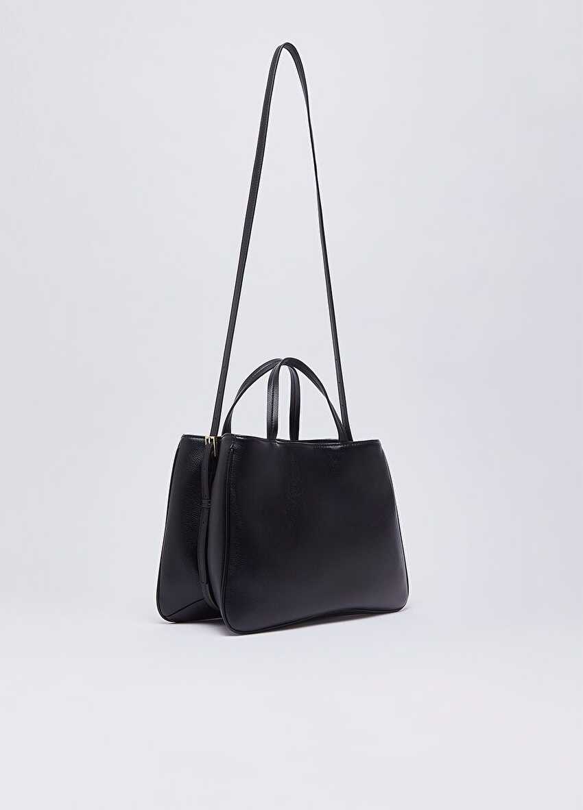 Siyah Orta Boy Satchel Çanta