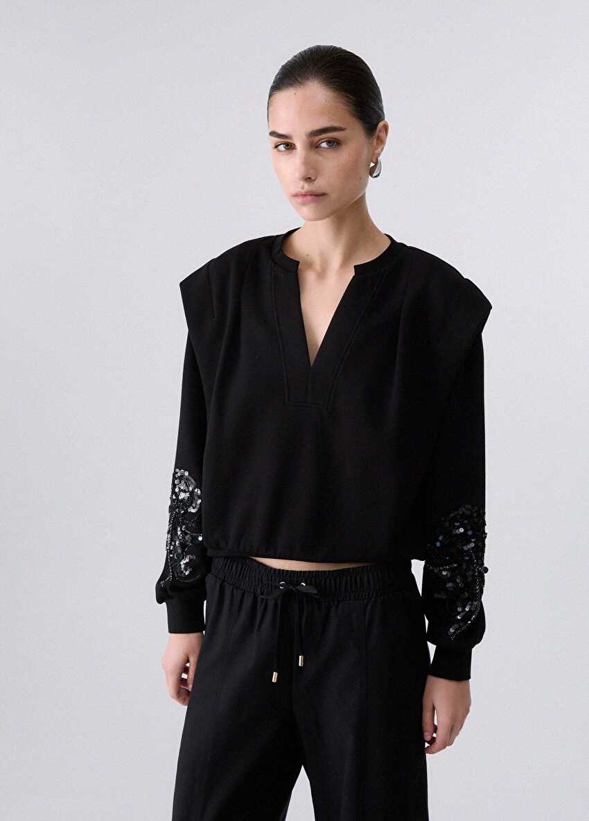 Mücevher işlemeli sweatshirt